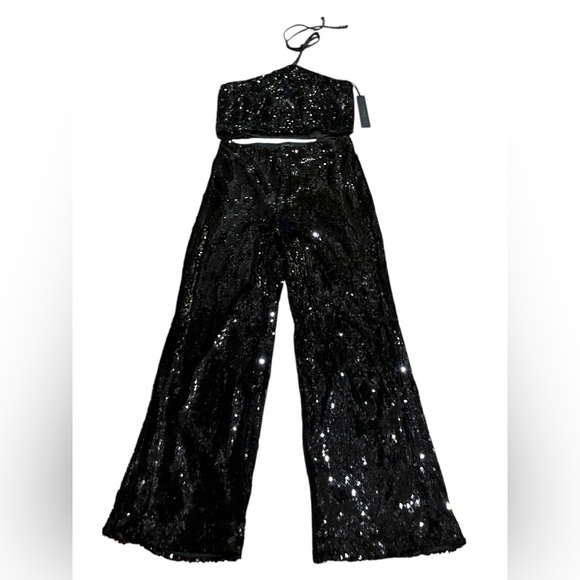 House of Harlow 1960 2 pc Sequined Halter top and matching pants - Picture 2 of 16